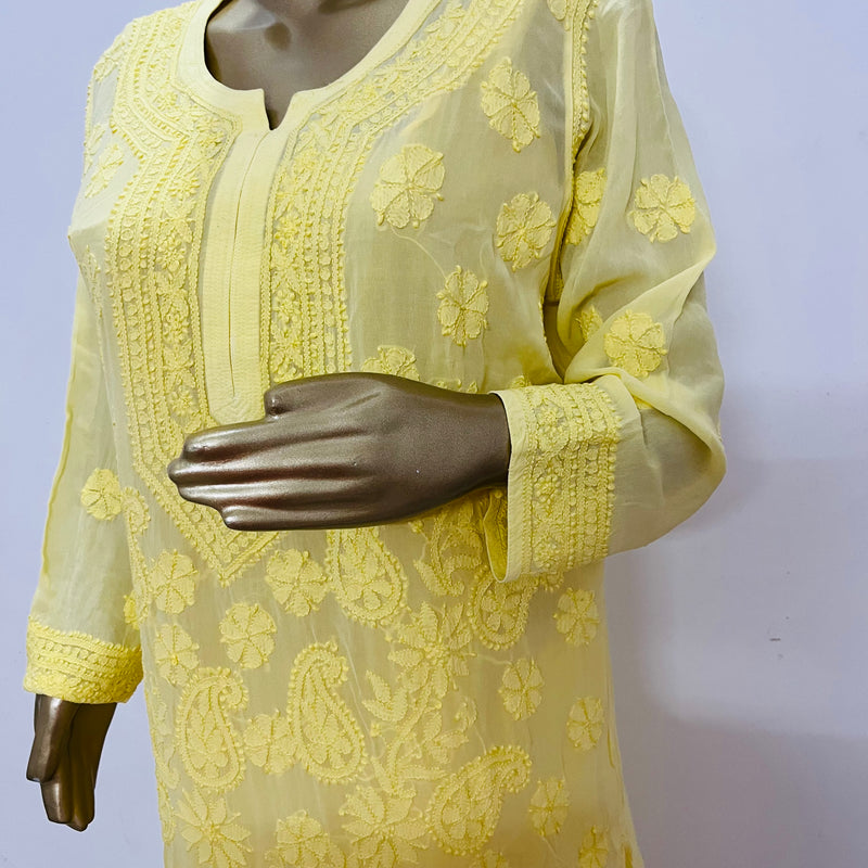 Gulzar Lime Yellow Chikankari Kurta Set Libaas e Lucknow