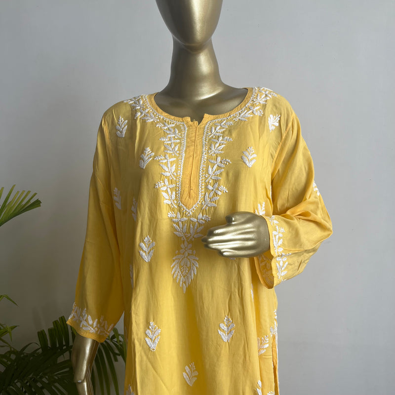 Inaayat Yellow Modal Chikankari Kurta Set Libaas e Lucknow