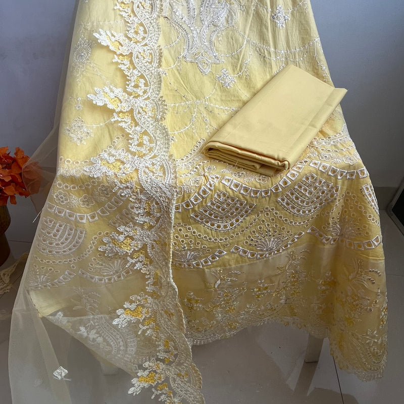 YELLOW COTTON PAKISTANI SUIT Libaas e Lucknow