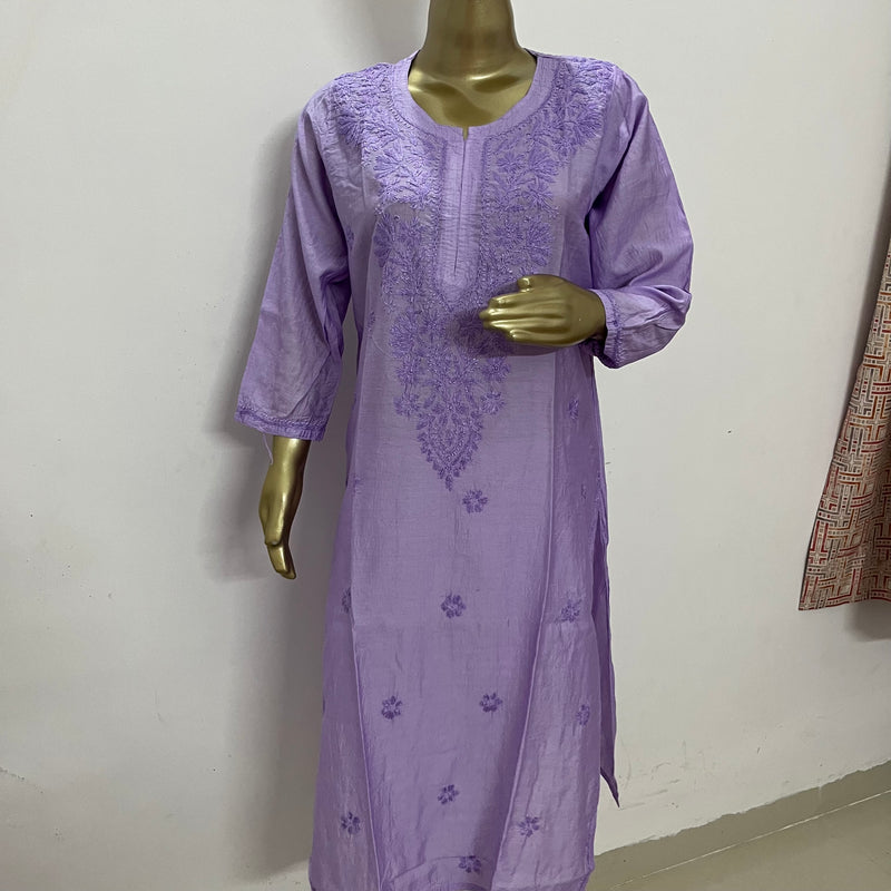 Juri Lavender Chanderi Chikankari Kurta Libaas e Lucknow