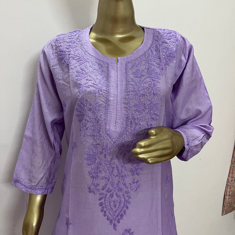 Juri Lavender Chanderi Chikankari Kurta Libaas e Lucknow