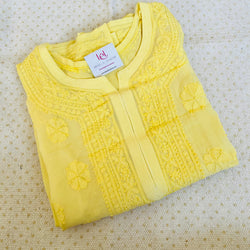 Gulzar Lime Yellow Chikankari Kurta Set Libaas e Lucknow