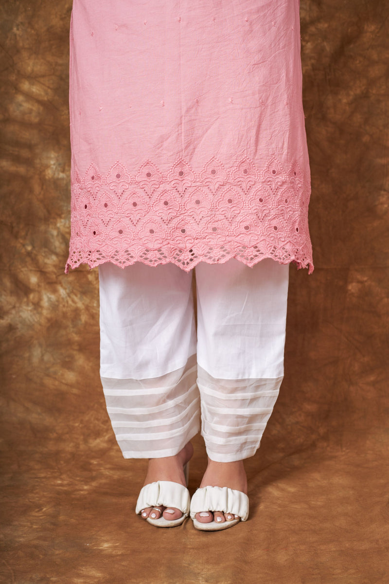 Sidra Cotton Pink Hakoba Kurta Set Libaas e Lucknow