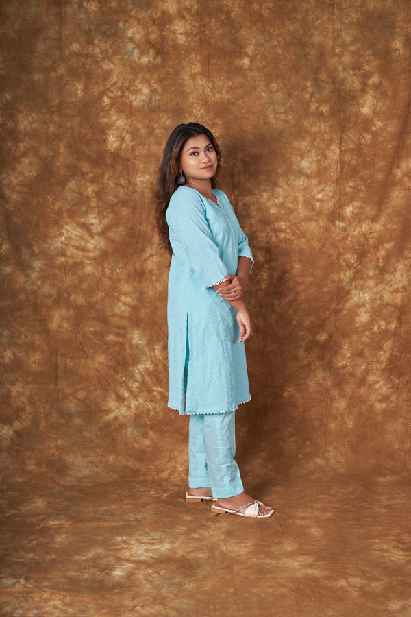 Zainab Chikankari Blue Suit Set Libaas e Lucknow