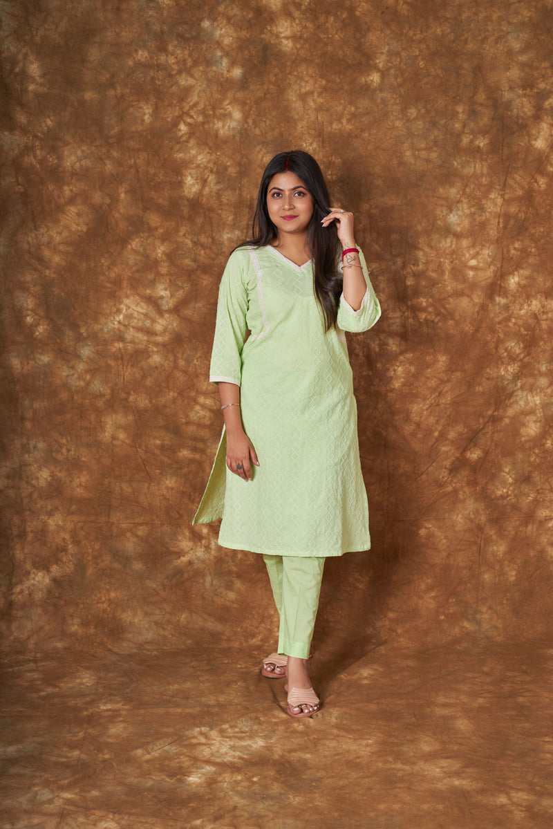 Zainab Chikankari Green Suit Set Libaas e Lucknow