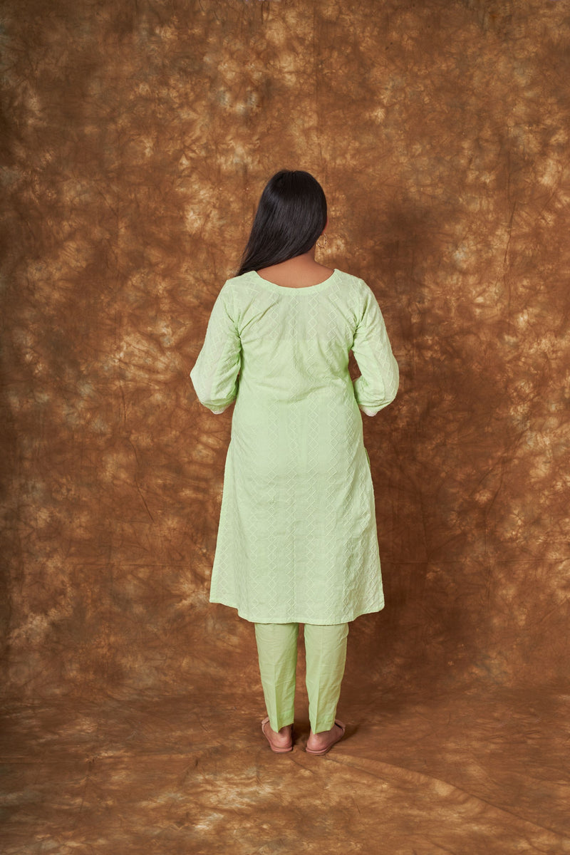 Zainab Chikankari Green Suit Set Libaas e Lucknow