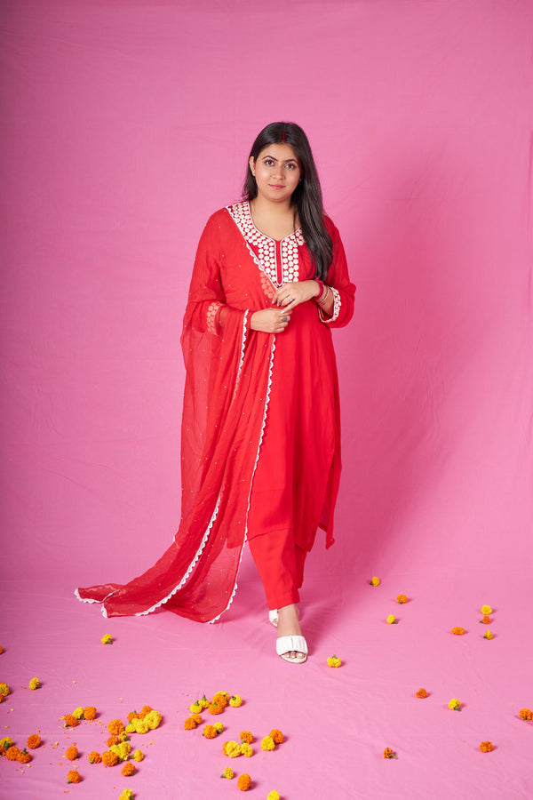 Surkh Suit Set libaas-e-lucknow