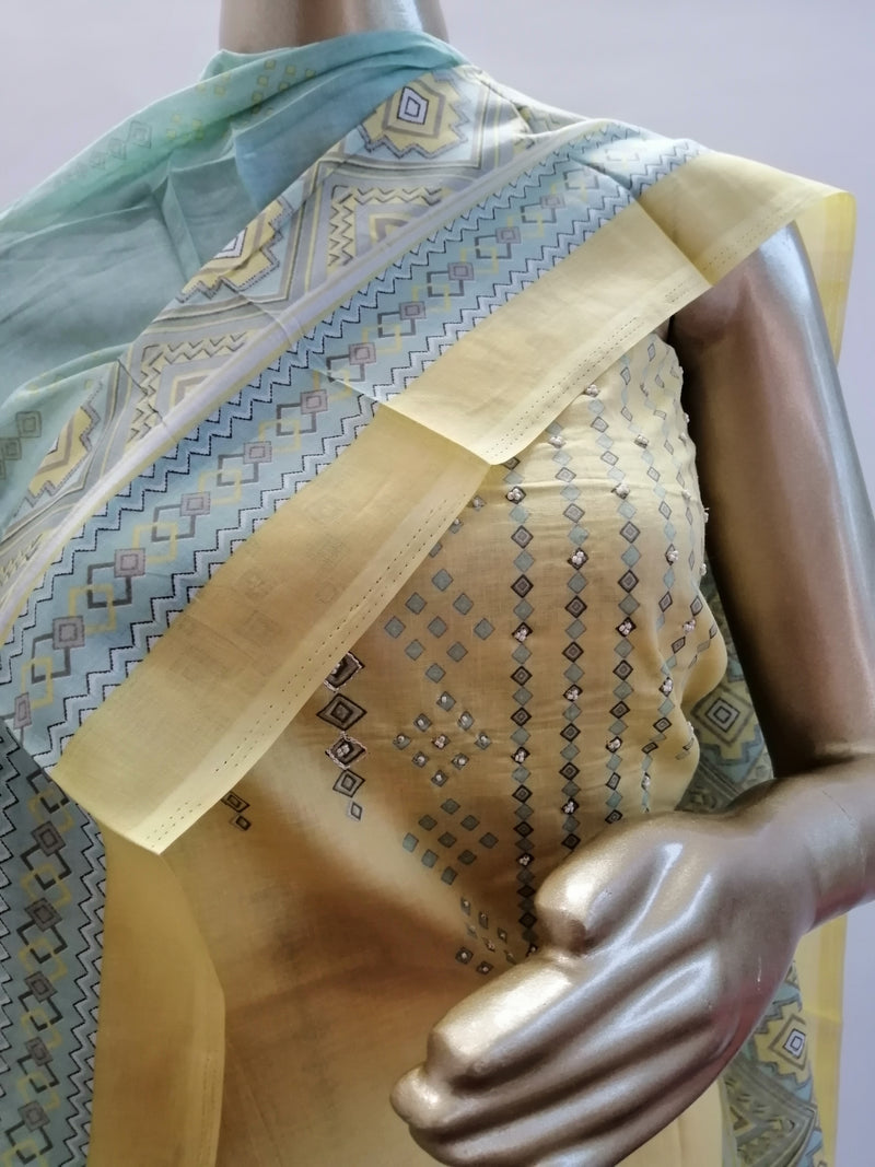 SEHER LIME YELLOW UNSTITCHED SUIT Libaas e Lucknow