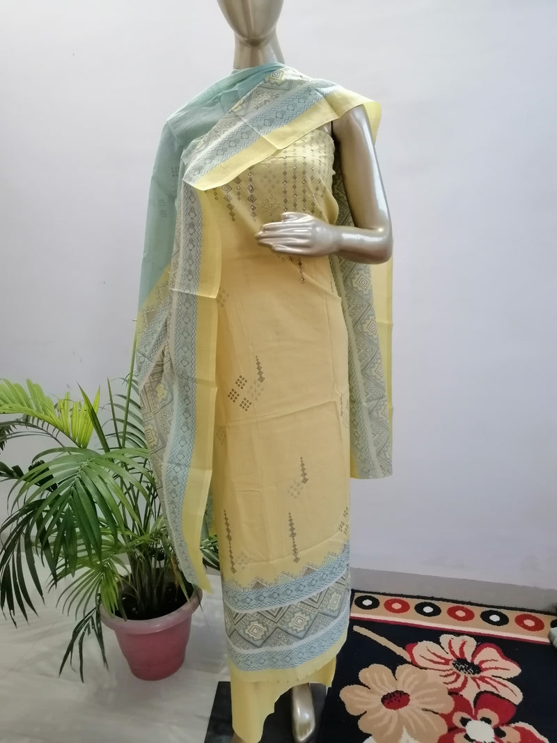 SEHER LIME YELLOW UNSTITCHED SUIT Libaas e Lucknow