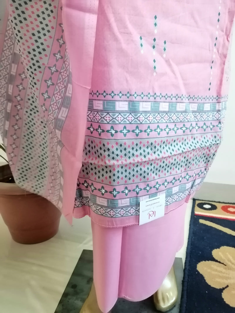 SEHER PINK GREY UNSTITCHED SUIT Libaas e Lucknow