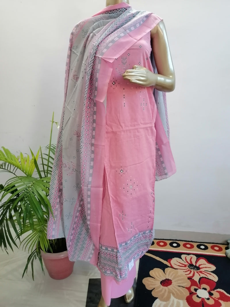 SEHER PINK GREY UNSTITCHED SUIT Libaas e Lucknow