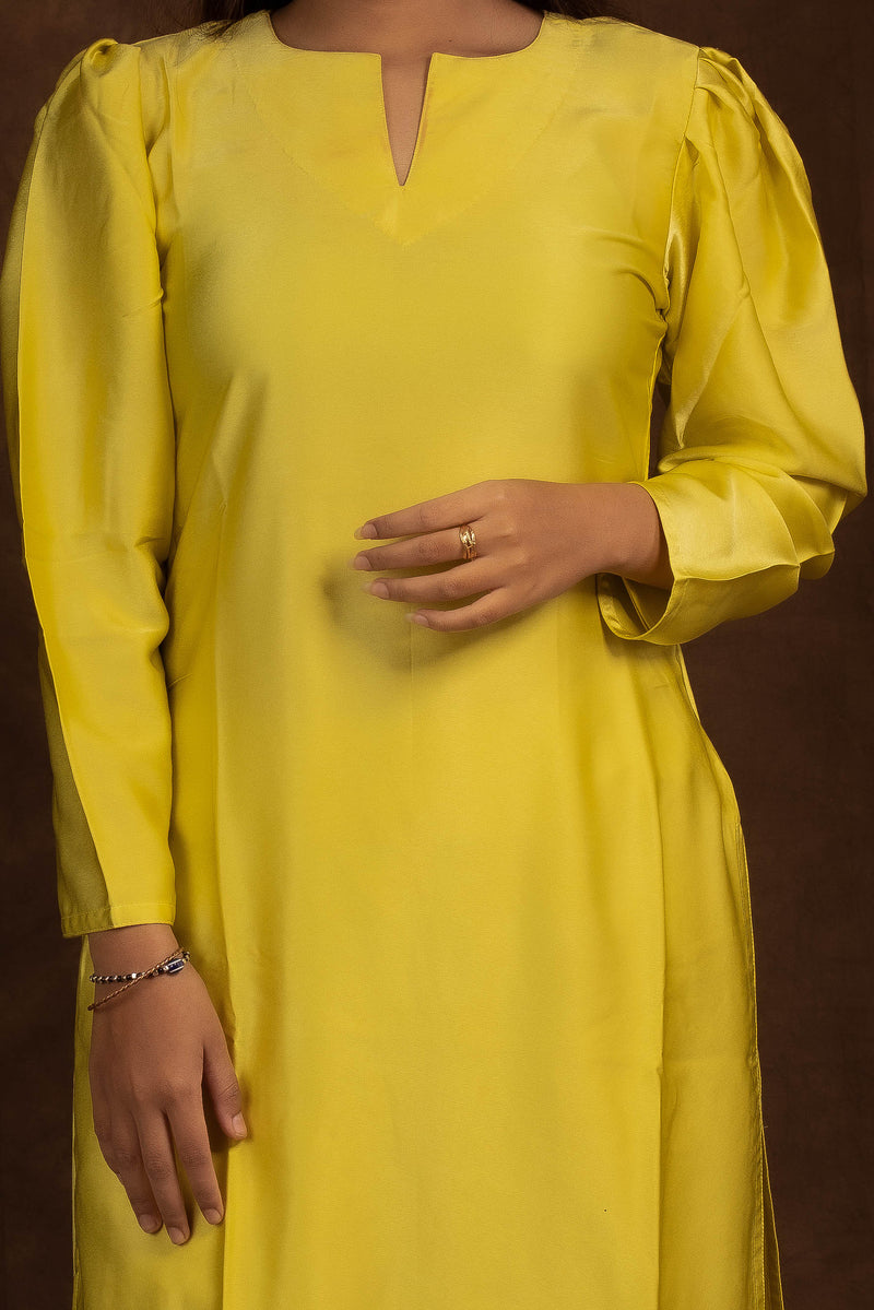 Ruhaaniyat Lime Yellow kurta set Libaas e Lucknow