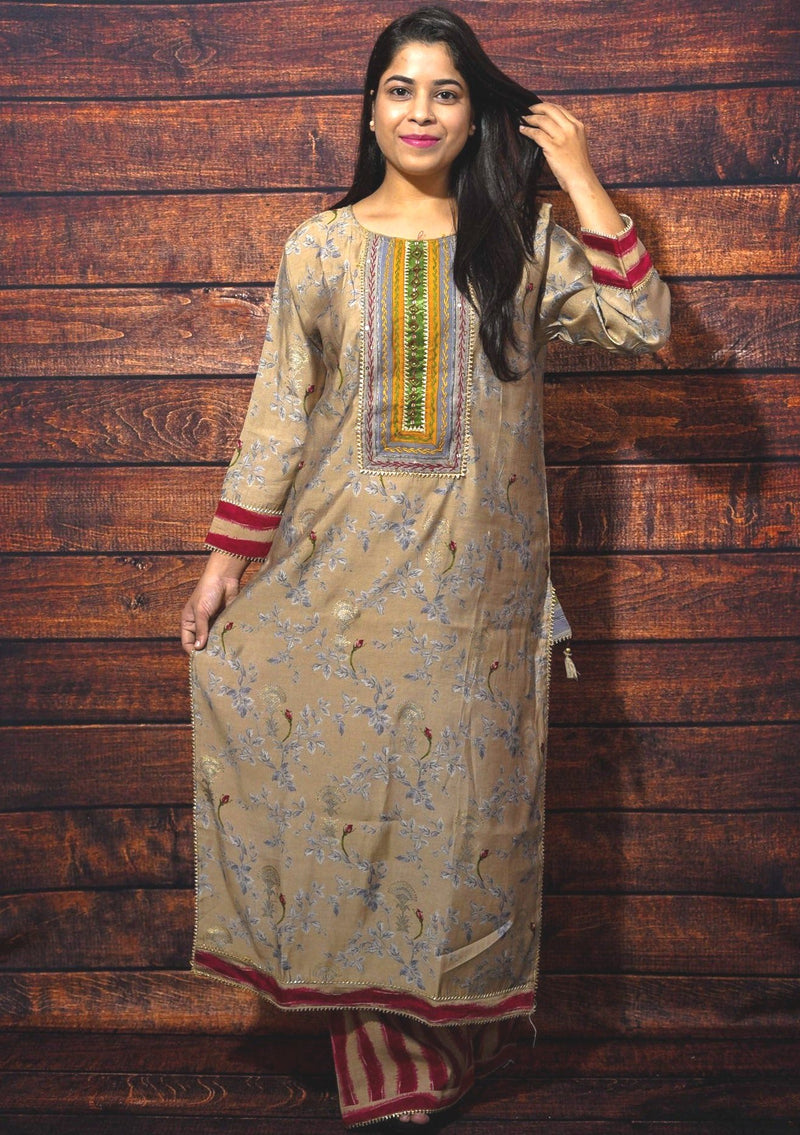 Ladli Laali Beige Suit Set Libaas e Lucknow